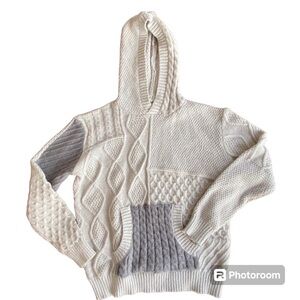 Sew In Love Gray Patch Hooded Sweater Size Large